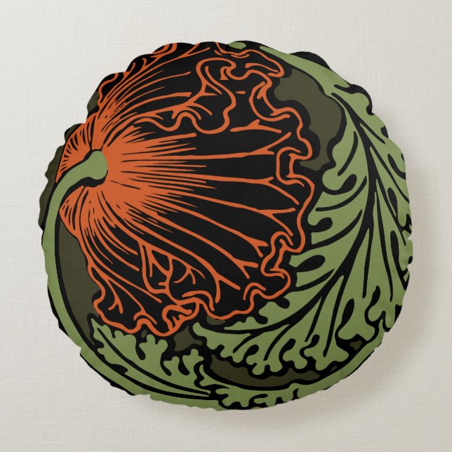 Dekorativ kudde för vallmokaraktärsteckningrunda (Framsidan)