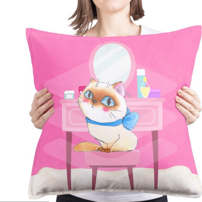 Dekorativ kudde, förstörd vid Kattunge-rundan Kudde (Spoiled Kitty PIllow)