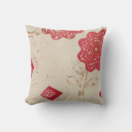 Dekorativ kudde Gamla Cream Quilt Tattered Red Flo