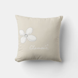Dekorativ kudde Glamor White Flower Blommigt Beige
