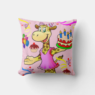 Dekorativ kudde Grattis på födelsedagen Giraffe