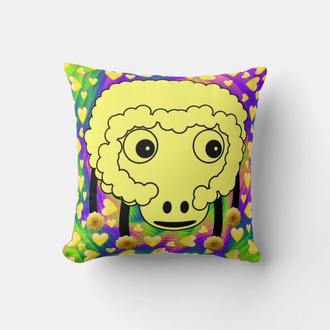 Dekorativ kudde Gult Sheep Hearts (Framsida)