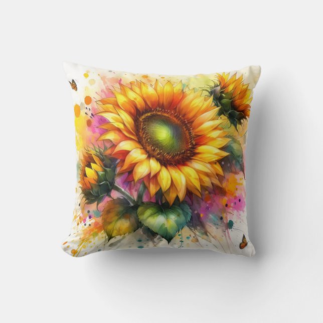 Dekorativ kudde - Gult Sol Flowers (Framsida)