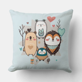 Dekorativ kudde har en söt illustration.