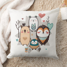 Dekorativ kudde har en söt illustration.