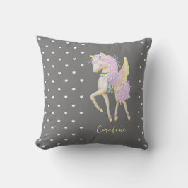 Dekorativ kudde har en söt Unicorn.