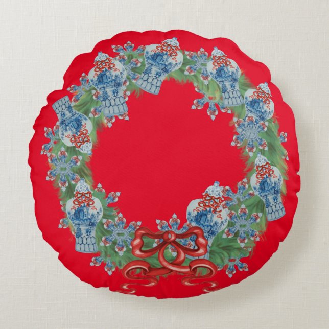 Dekorativ kudde i Burk vid jul Chinoiserie Ginger  (Framsidan)