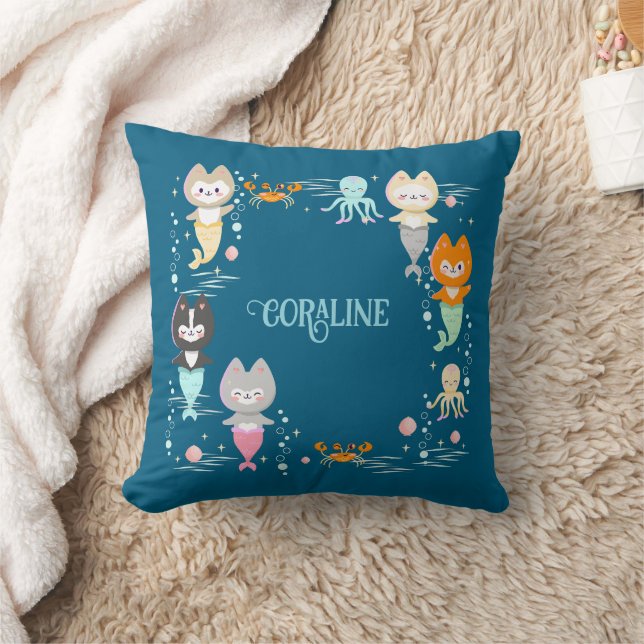 Dekorativ kudde i ett nautiskt tema. (Filt)