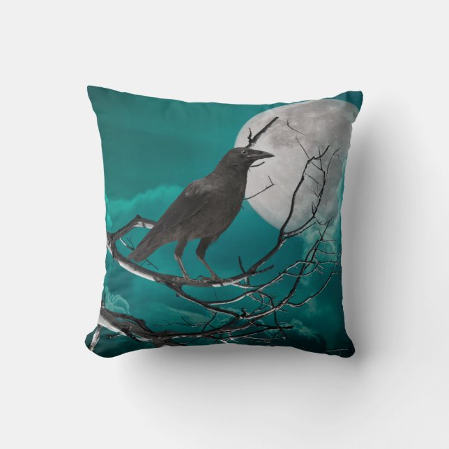 Dekorativ kudde, korpen i Grönten Kudde (Framsida)