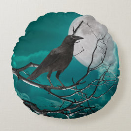 Dekorativ kudde, korpen i Grönten Rund Kudde