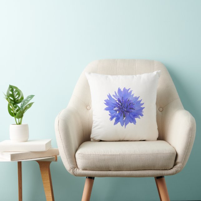 Dekorativ kudde med blå kornblomma (Stol)