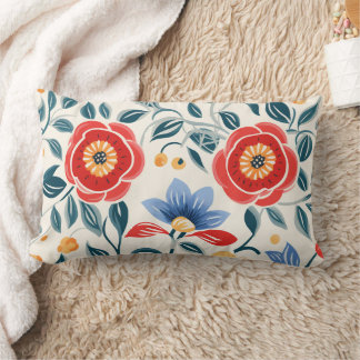 Dekorativ kudde med en livfull blomsterdesign
