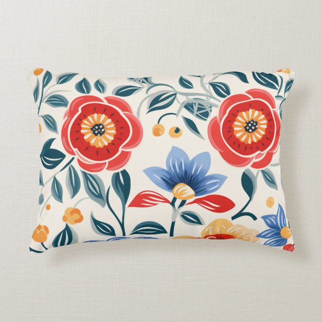 Dekorativ kudde med en livfull blomsterdesign (Framsidan)