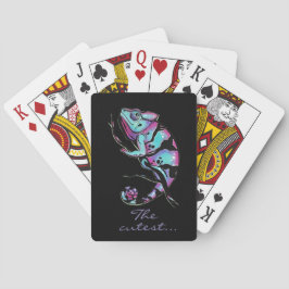 Dekorativ kudde med en söt kameleon-design. casinokort