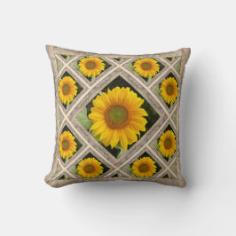 Dekorativ kudde med scherfulla solblommor