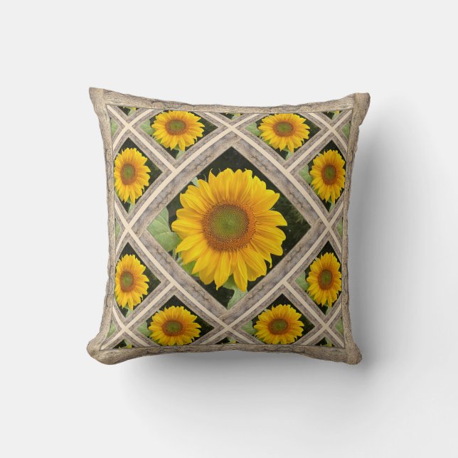 Dekorativ kudde med scherfulla solblommor (Framsida)