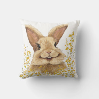 Dekorativ kudde med tryckt Lycklig Bunny i Golden