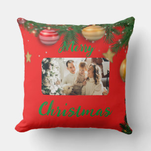 Dekorativ kudde Merry Cristmas, familjefoto