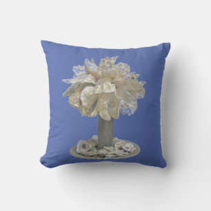 Dekorativ kudde Oyster Snäcka Palmetto Träd blue b