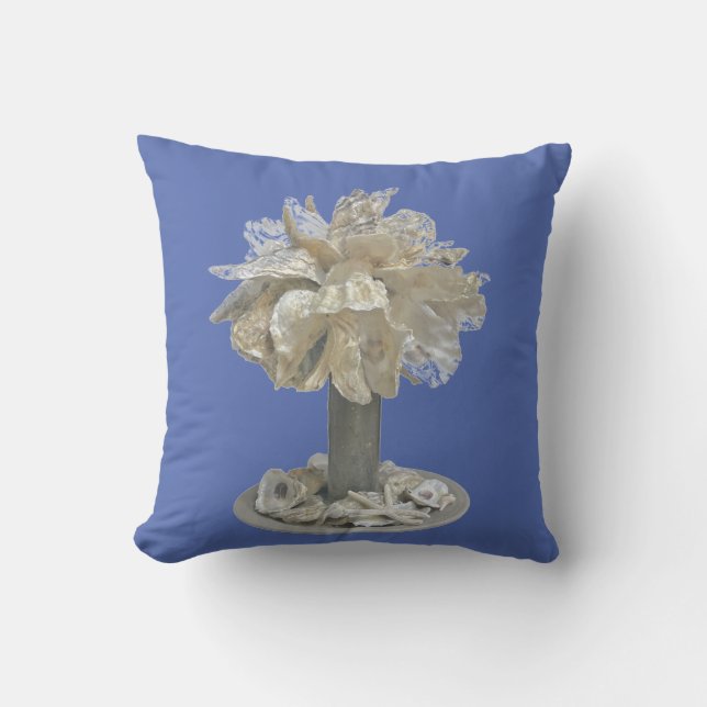 Dekorativ kudde Oyster Snäcka Palmetto Träd blue b (Framsida)