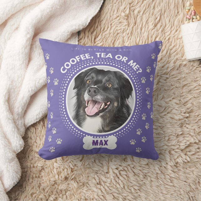 Dekorativ kudde Personlig med Hund Photo & Namn (Filt)