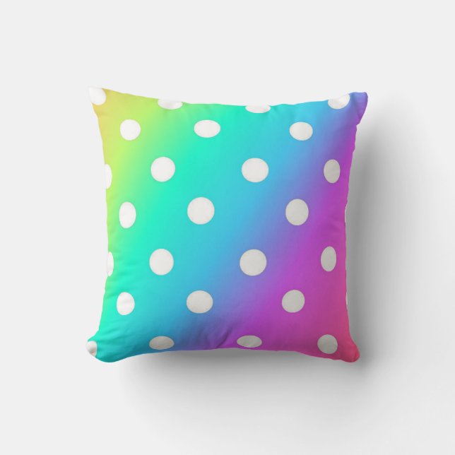 Dekorativ kudde/regnbåge Färg med vit Polka dots Kudde (Framsida)