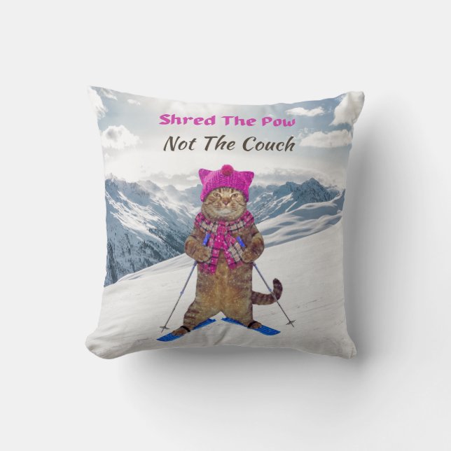 Dekorativ kudde, Shore the Pow Ski Cat Kudde (Framsida)