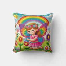 DEKORATIV KUDDE - "SMILING FAIRY PICKING FOWERS"
