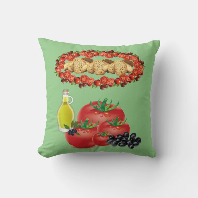 Dekorativ kudde Tomato, Bread Olive Oil, Olivolja, (Framsida)