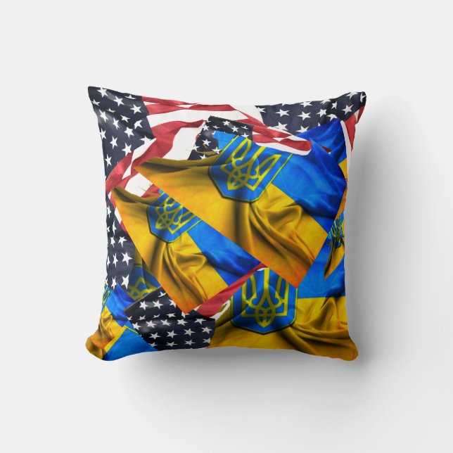 Dekorativ kudde ukrainskt amerikanskt flagga vi är (Framsida)