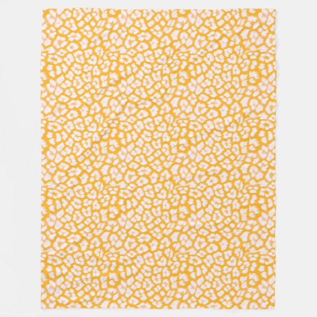 Dekorativ kudde White gult abstrakt leopard print Fleecefilt (Framsidan)