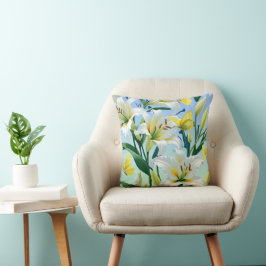 Dekorativ kudde White Lily Gult Butterfly