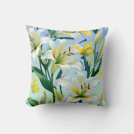 Dekorativ kudde White Lily Gult Butterfly