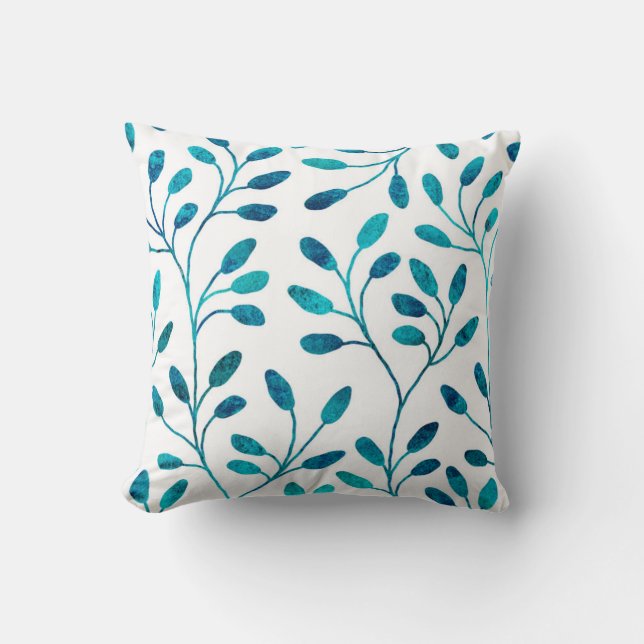 Dekorativ kuddöverdrag | Tealblått blommönster Kudde (Framsida)