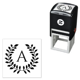 Dekorativ lagerkrans med anpassad monogram självfärgande stämpel