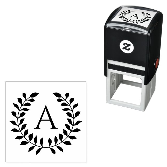 Dekorativ lagerkrans med anpassad monogram självfärgande stämpel (In Situ)