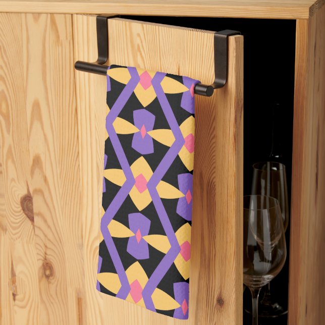 Dekorativ Lila och Gult Kökshandduk (Thirds Fold)