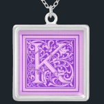 Dekorativ lila och Rosa Cap Brev K Silverpläterat Halsband<br><div class="desc">Lila- och rosa-toner dekorativa socklar brev K. Utformning finns för markerade produkter.</div>