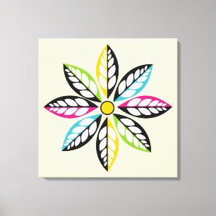 Dekorativ Löv-blommor modern, abstrakt kräm Canvastryck
