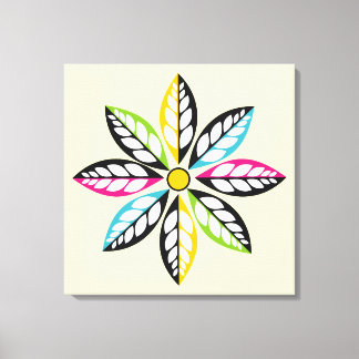 Dekorativ Löv-blommor modern, abstrakt kräm Canvastryck
