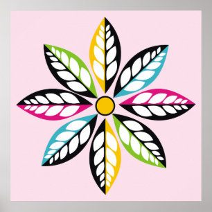 Dekorativ Löv-blommor modern, abstrakt Poster