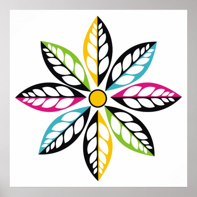 Dekorativ Löv-blommor modern, abstrakt Poster (Framsidan)