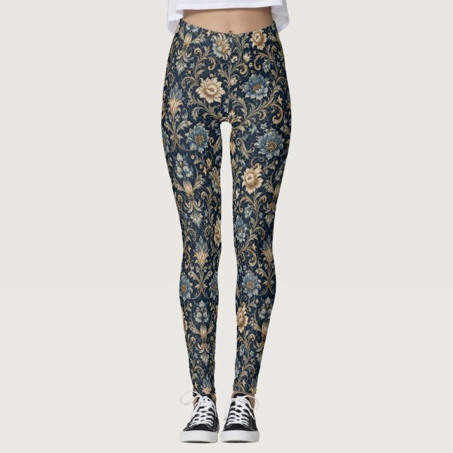 Dekorativ Lyxig Blommig Ornamentik Leggings (Framsida)