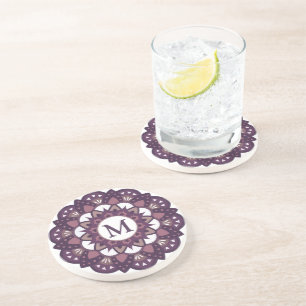 Dekorativ Magenta blomma Mandala Monogram Underlägg