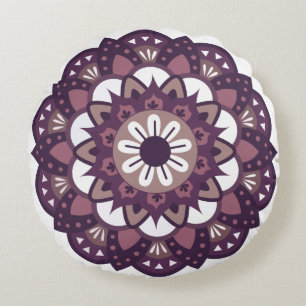 Dekorativ Magenta blomma Mandala Rund Kudde