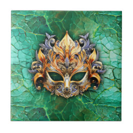 Dekorativ mask på ljusgrönThrow-fyllning Kakelplatta