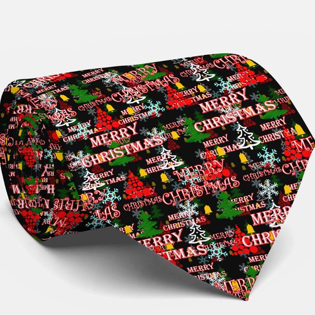 Dekorativ Merry Christmas Textmönsterdesign  Slips (Skapare uppladdad)