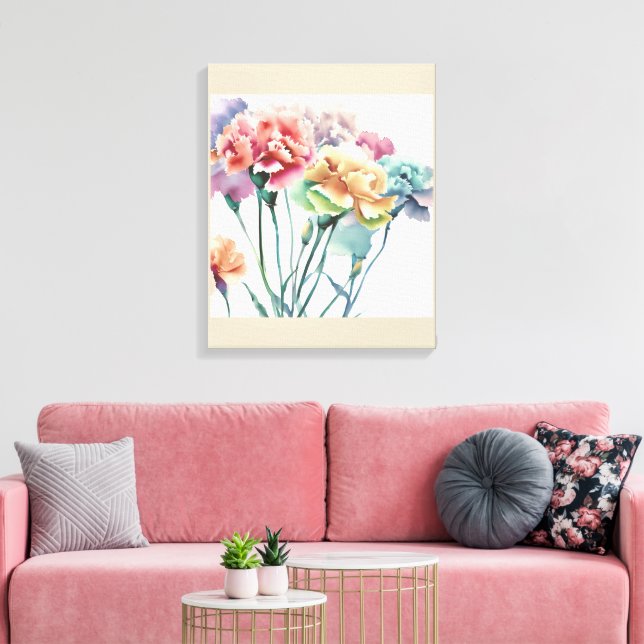 Dekorativ Modern Snyggt Carnation Canvastryck (Insitu (Vardagsrum))
