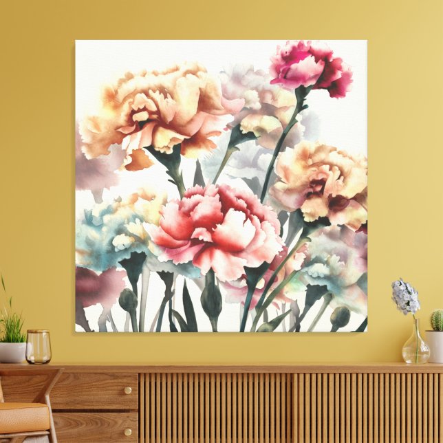 Dekorativ Modern Snyggt Carnation Canvastryck (Insitu (Vardagsrum))