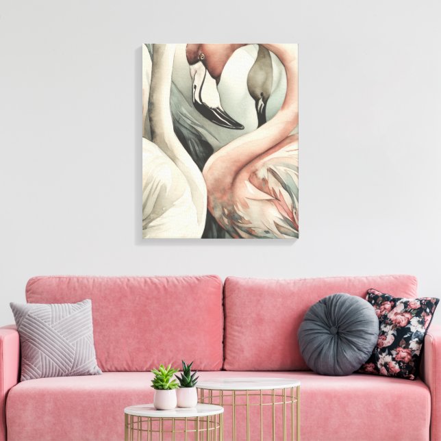 Dekorativ Modern Snyggt Flamingo Canvastryck (Insitu (Vardagsrum))